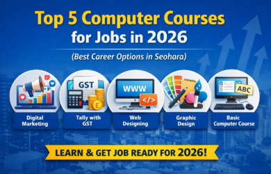Top 5 computer courses for jobs in 2026 in Seohara including digital marketing, tally, web designing and graphic design